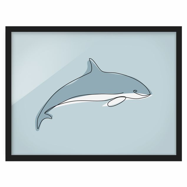 Bild mit Rahmen - Delfin Line Art - Querformat 3:4