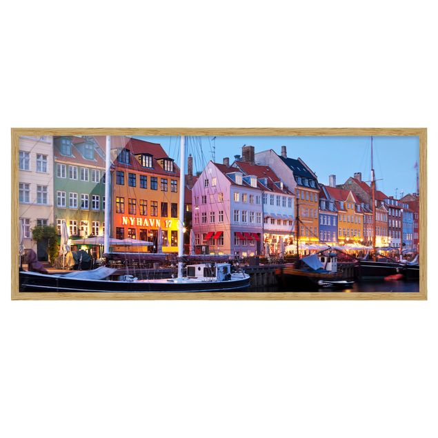 gerahmte Bilder Kopenhagener Hafen am Abend