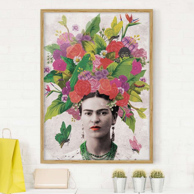 Moderne Bilder mit Rahmen Frida Kahlo - Blumenportrait