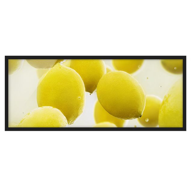 Bild mit Rahmen - Zitronen im Wasser - Panorama Querformat