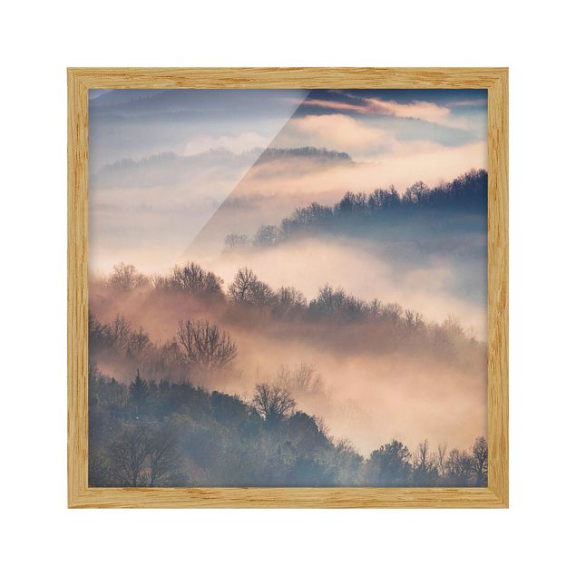 Wandbilder mit Rahmen Nebel bei Sonnenuntergang