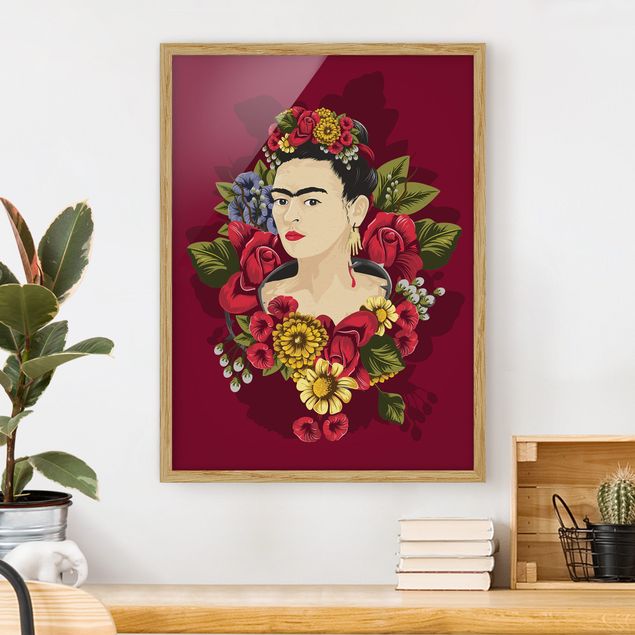 Moderne Bilder mit Rahmen Frida Kahlo - Rosen