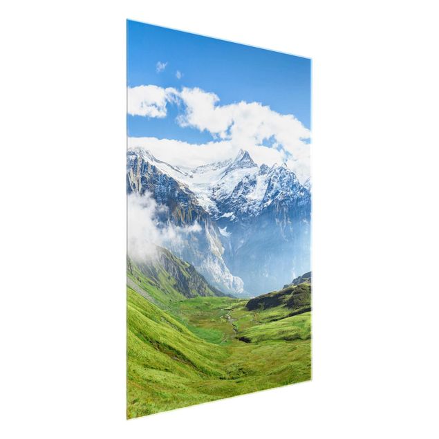 Glasbild - Schweizer Alpenpanorama - Hochformat 3:4