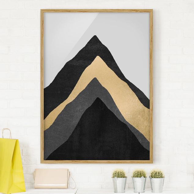 Moderne Bilder mit Rahmen Goldener Berg Schwarz Weiß