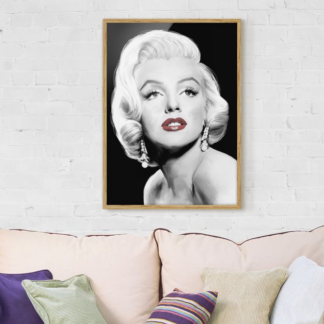 Moderne Bilder mit Rahmen Marilyn mit Ohrschmuck