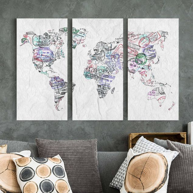 Leinwandbilder Sprüche Reisepass Stempel Weltkarte