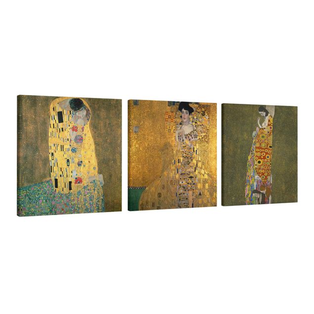 Leinwandbild 3-teilig - Gustav Klimt - Portraits - Quadrate 1:1
