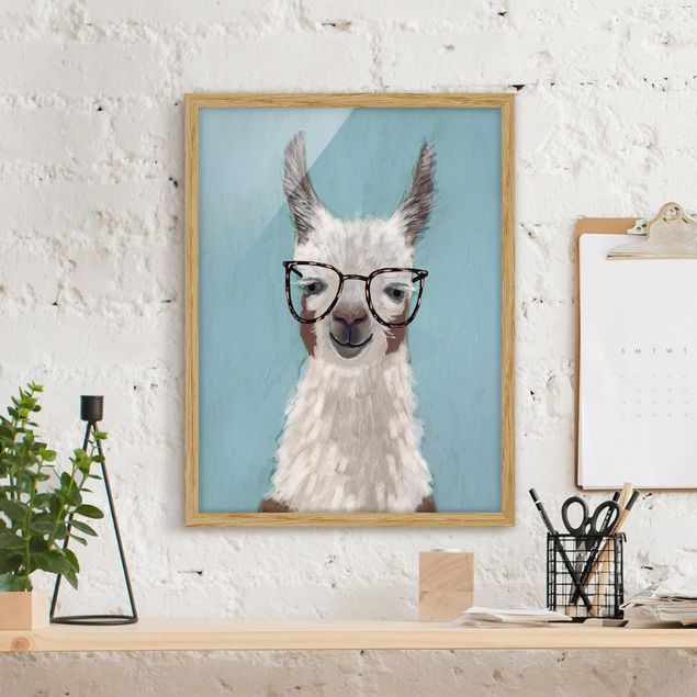Tiere Bilder mit Rahmen Lama mit Brille II