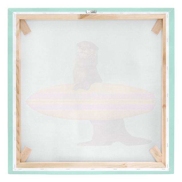 Leinwandbild - Jonas Loose - Otter mit Surfbrett - Quadrat 1:1