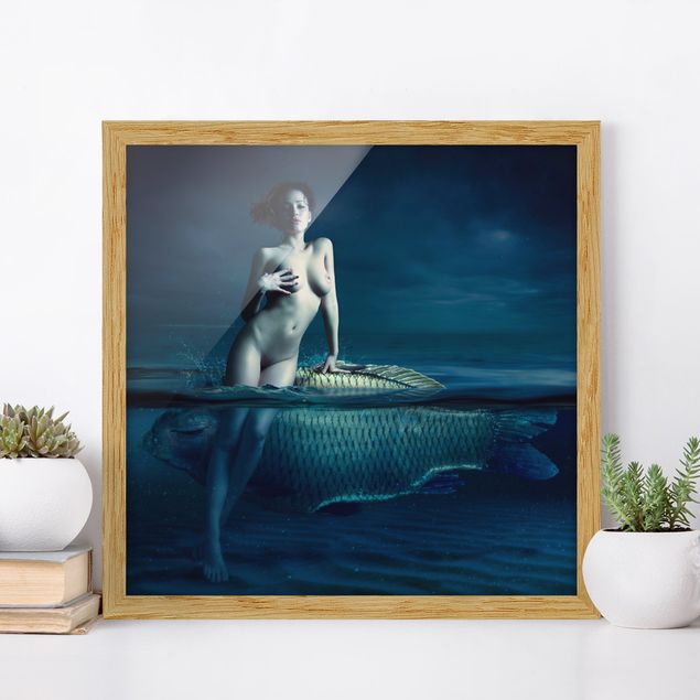 Moderne Bilder mit Rahmen Frauenakt mit Fisch