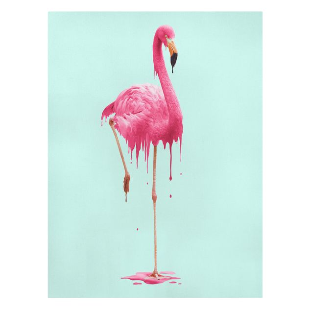 Leinwandbild - Jonas Loose - Schmelzender Flamingo - Hochformat 4:3