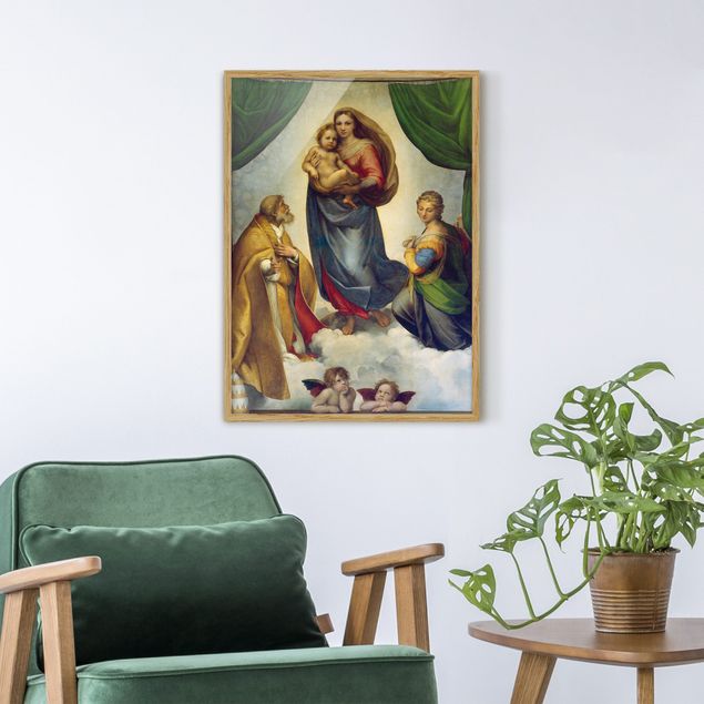 Kunstdrucke mit Rahmen Raffael - Die Sixtinische Madonna