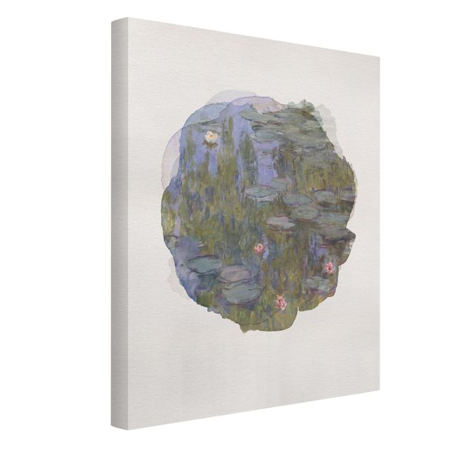 Leinwandbild - Wasserfarben - Claude Monet - Seerosen (Nympheas) - Hochformat 4:3