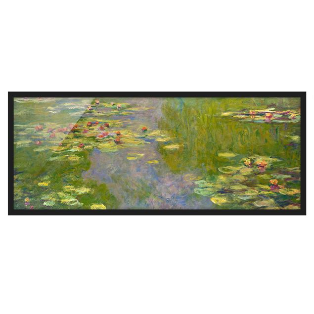 Bild mit Rahmen - Claude Monet - Grüne Seerosen - Panorama Querformat