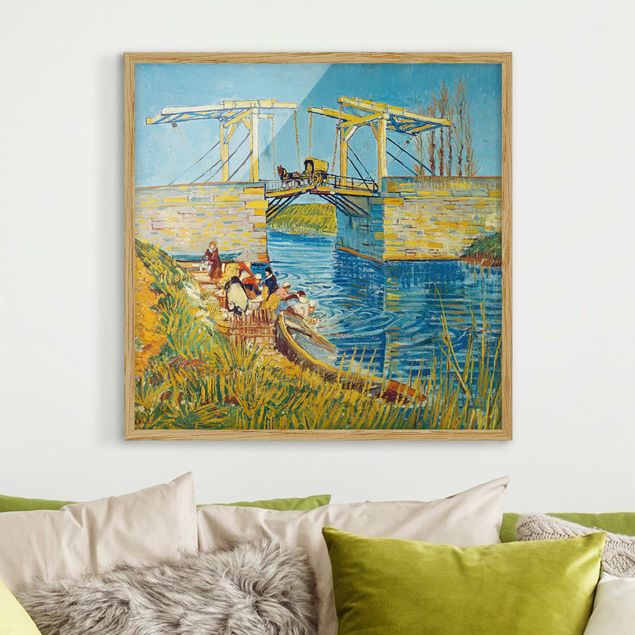 Gerahmte Kunstdrucke Vincent van Gogh - Zugbrücke in Arles