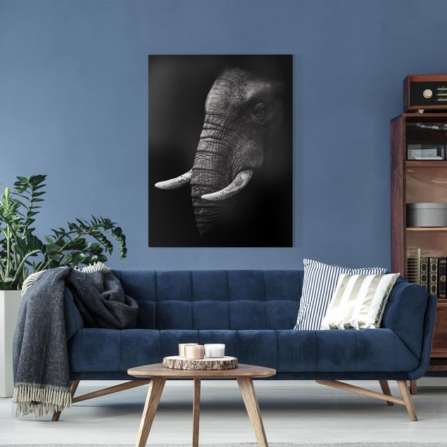 Leinwand Tiere Dunkles Elefanten Portrait