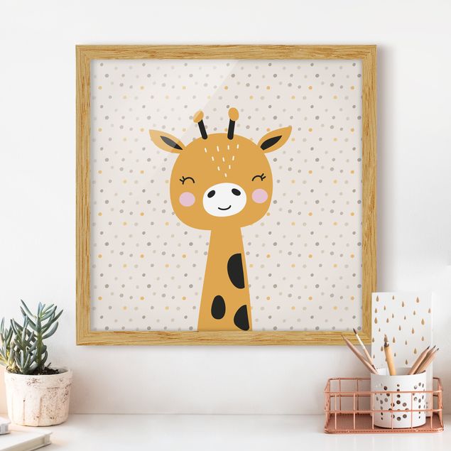 Moderne Bilder mit Rahmen Baby Giraffe