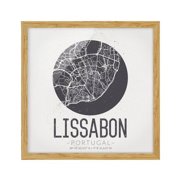 schöne Bilder Stadtplan Lissabon - Retro