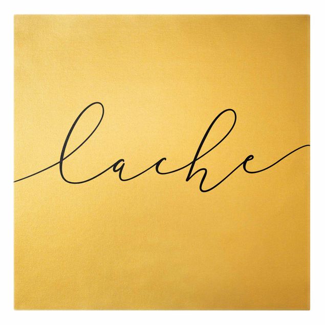 Leinwandbild Gold - Lache Kalligraphie - Quadrat 1:1