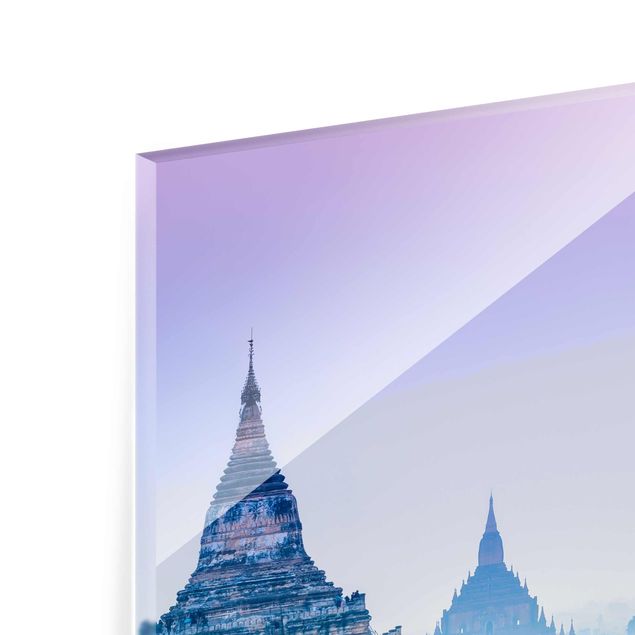 Glasbild - Sakralgebäude in Bagan - Quadrat 1:1