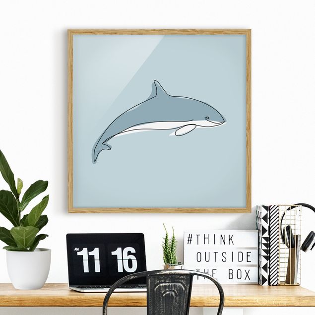 Moderne Bilder mit Rahmen Delfin Line Art
