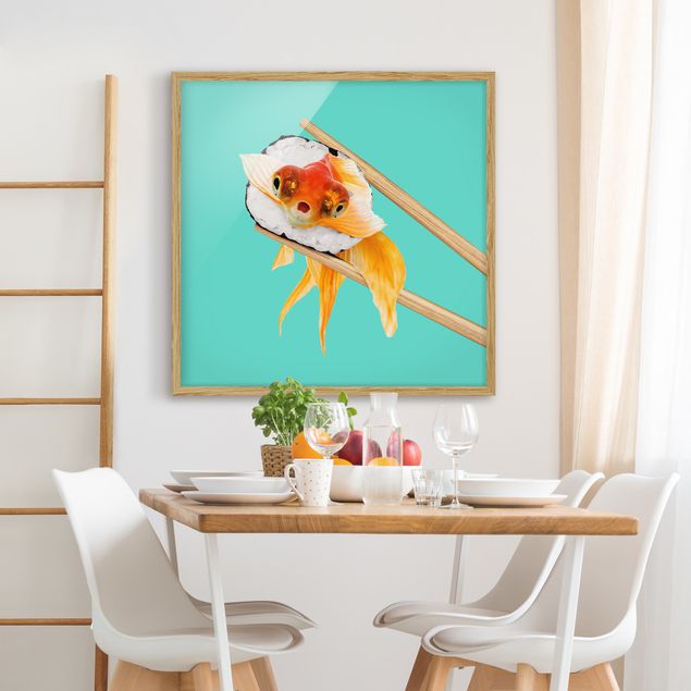 Tiere Bilder mit Rahmen Sushi mit Goldfisch