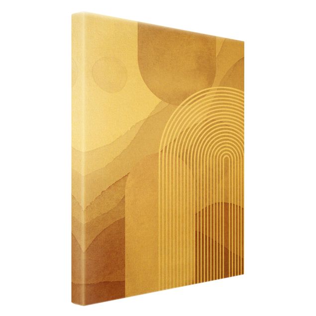 Leinwandbild Gold - Geometrische Formen - Regenbogenlandschaft - Hochformat 3:2
