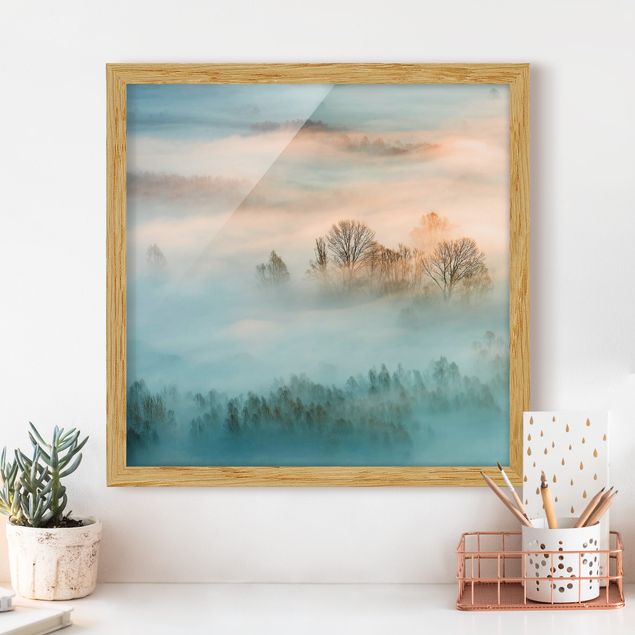 Moderne Bilder mit Rahmen Nebel bei Sonnenaufgang