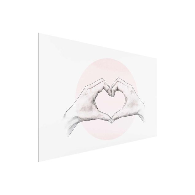 Wandbilder Illustration Herz Hände Kreis Rosa Weiß
