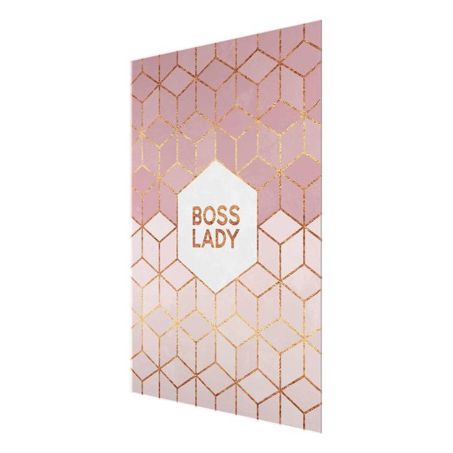 Glasbild - Boss Lady Sechsecke Rosa - Hochformat 4:3