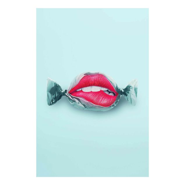 Bilder auf Glas Bonbon mit Lippen