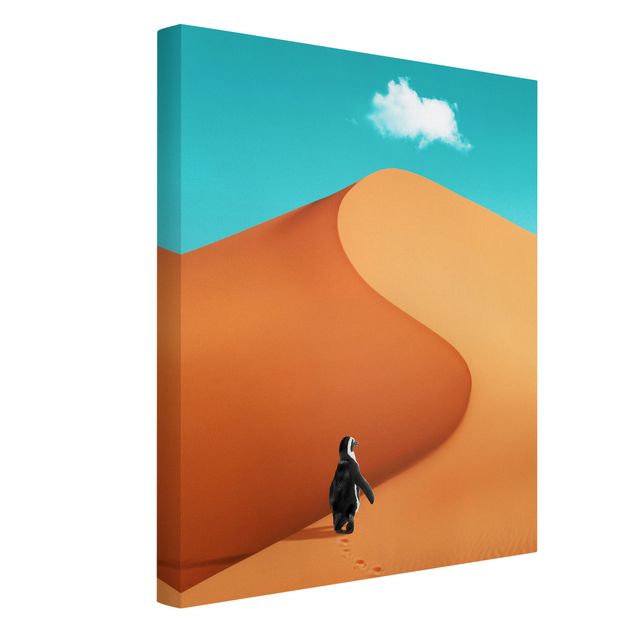 Tierbilder Leinwand Wüste mit Pinguin