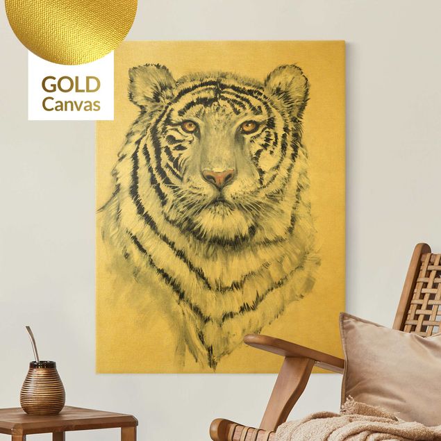Leinwandbilder Gold Canvas Portrait Weißer Tiger I