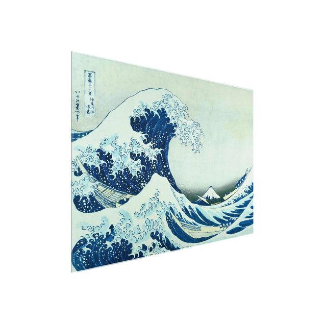 Glasbild - Katsushika Hokusai - Die grosse Welle von Kanagawa - Querformat 3:4