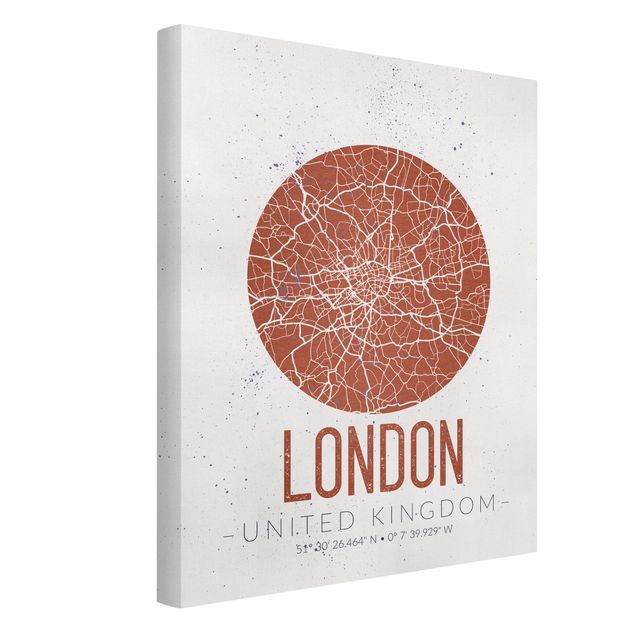 Leinwandbild - Stadtplan London - Retro - Hochformat 4:3