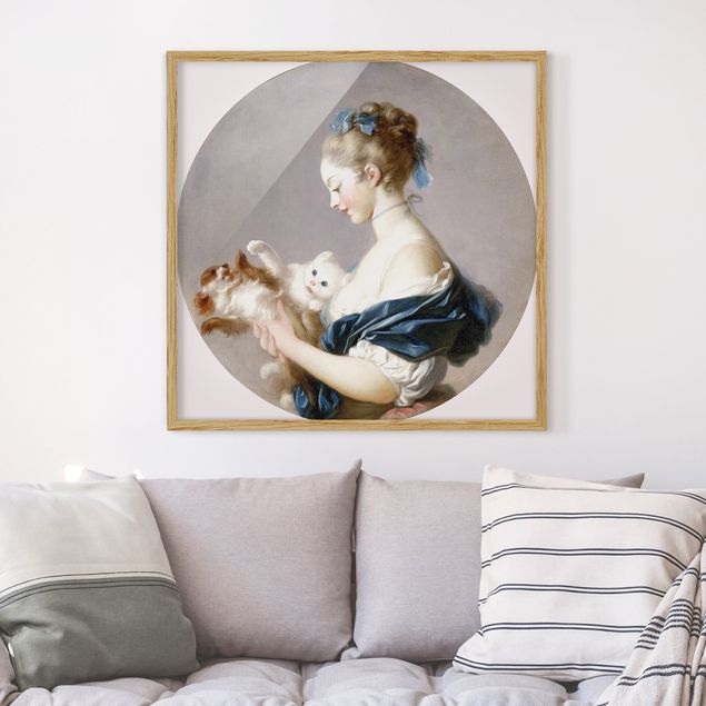 Moderne Bilder mit Rahmen Jean Honoré Fragonard - Mädchen mit Hund