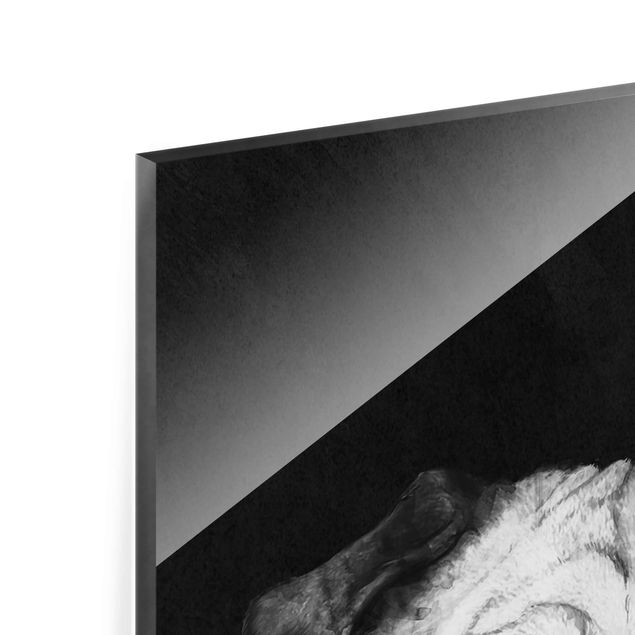 Bilder auf Glas Illustration Hund Mops Malerei auf Schwarz Weiß