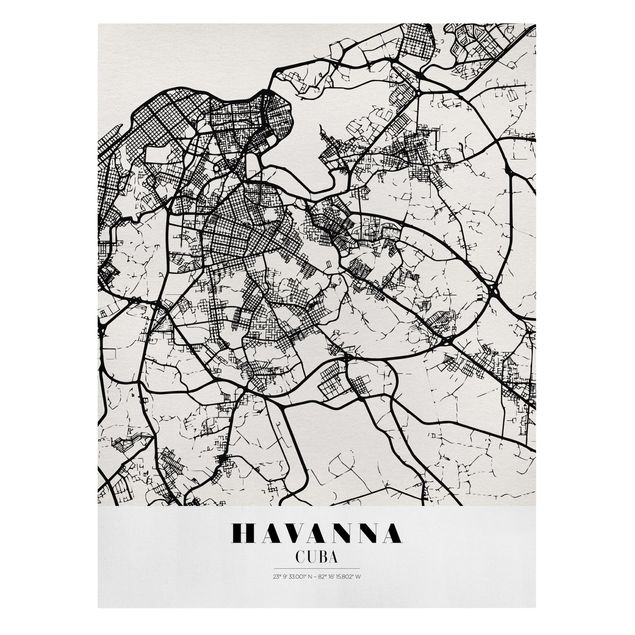 Leinwandbild - Stadtplan Havanna - Klassik - Hochformat 4:3