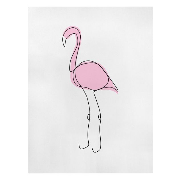 schöne Leinwandbilder Flamingo Line Art