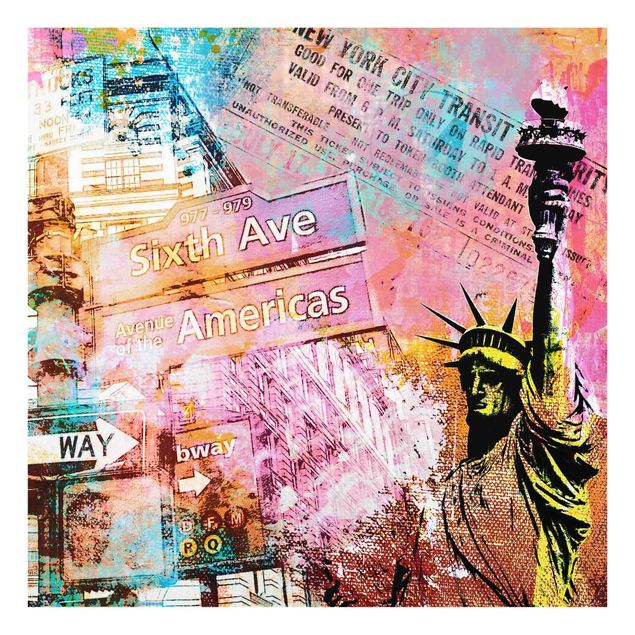 Glasbild - Sixth Avenue New York Collage - Quadrat 1:1