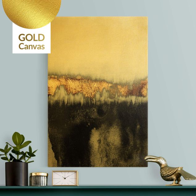 Leinwandbilder modern Goldspuren in Aquarell