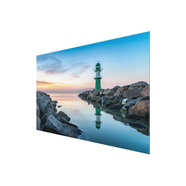 Glasbild - Sunset at the Lighthouse - Querformat 3:2