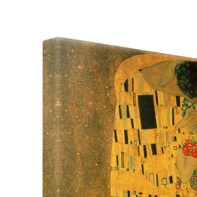 Leinwandbild Gold - Gustav Klimt - Der Kuß - Hochformat 3:4