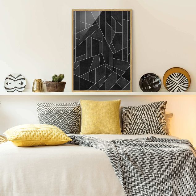 Abstrakte Bilder mit Rahmen Schwarz Weiß Geometrie Aquarell