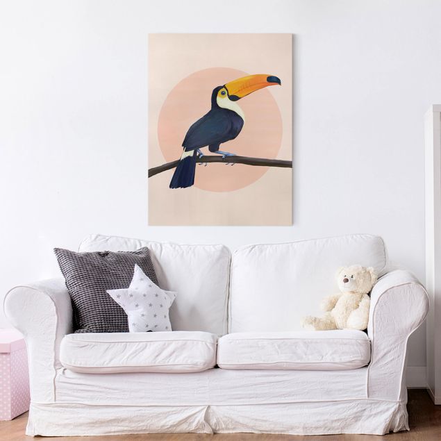 Leinwand Tiere Illustration Vogel Tukan Malerei Pastell