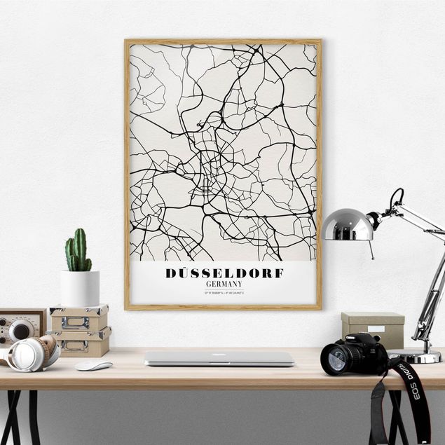 Sprüche Bilder mit Rahmen Stadtplan Düsseldorf - Klassik