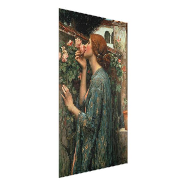 Glas Wandbilder John William Waterhouse - Die Seele der Rose
