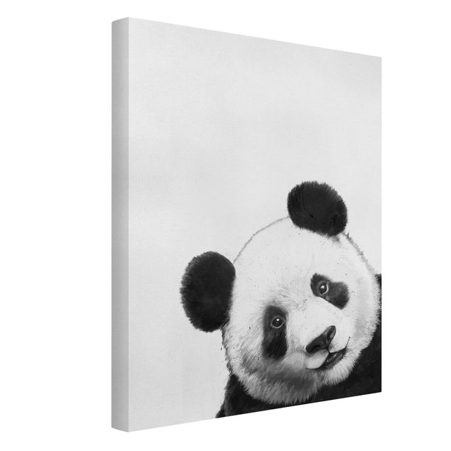 Graves Bilder Illustration Panda Schwarz Weiß Malerei