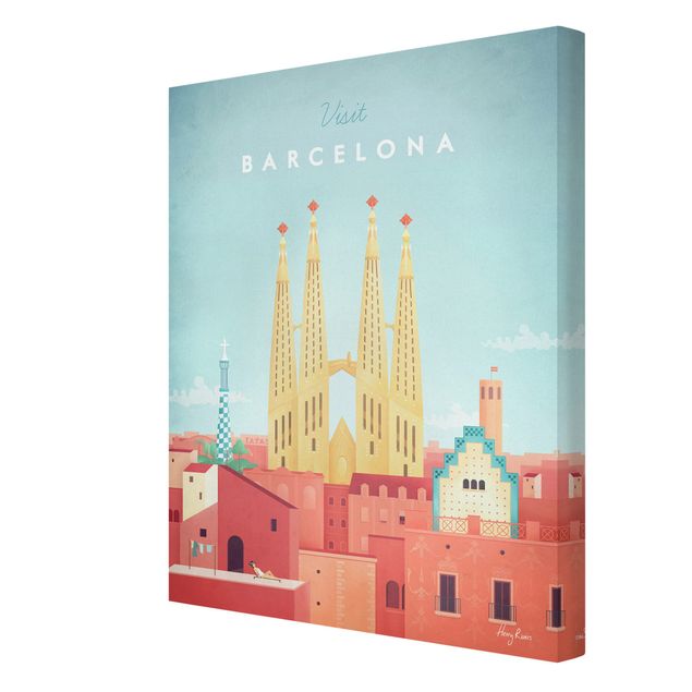 Leinwandbild - Reiseposter - Barcelona - Hochformat 4:3