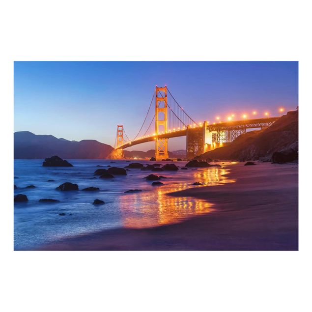 Glasbild - Golden Gate Bridge am Abend - Querformat 3:2